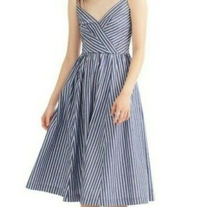 J. Crew Striped Fit and Flare Midi Dress